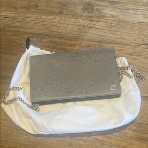 Gucci Gray Pebbled Leather Chain Crossbody